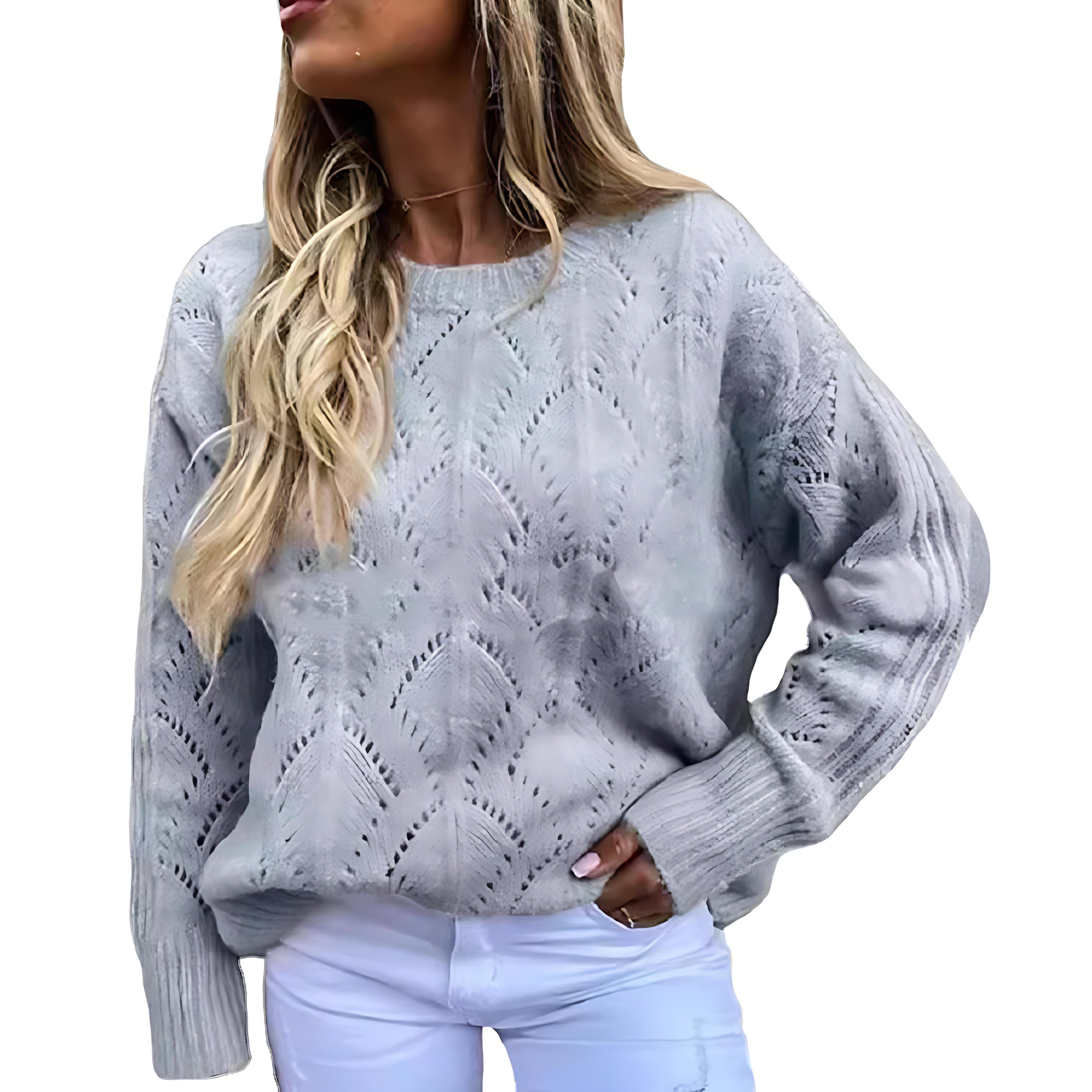 Damen - Strickpullover - Feines Spitzenmuster - Eleganter Pullover für stilbewusste Frauen
