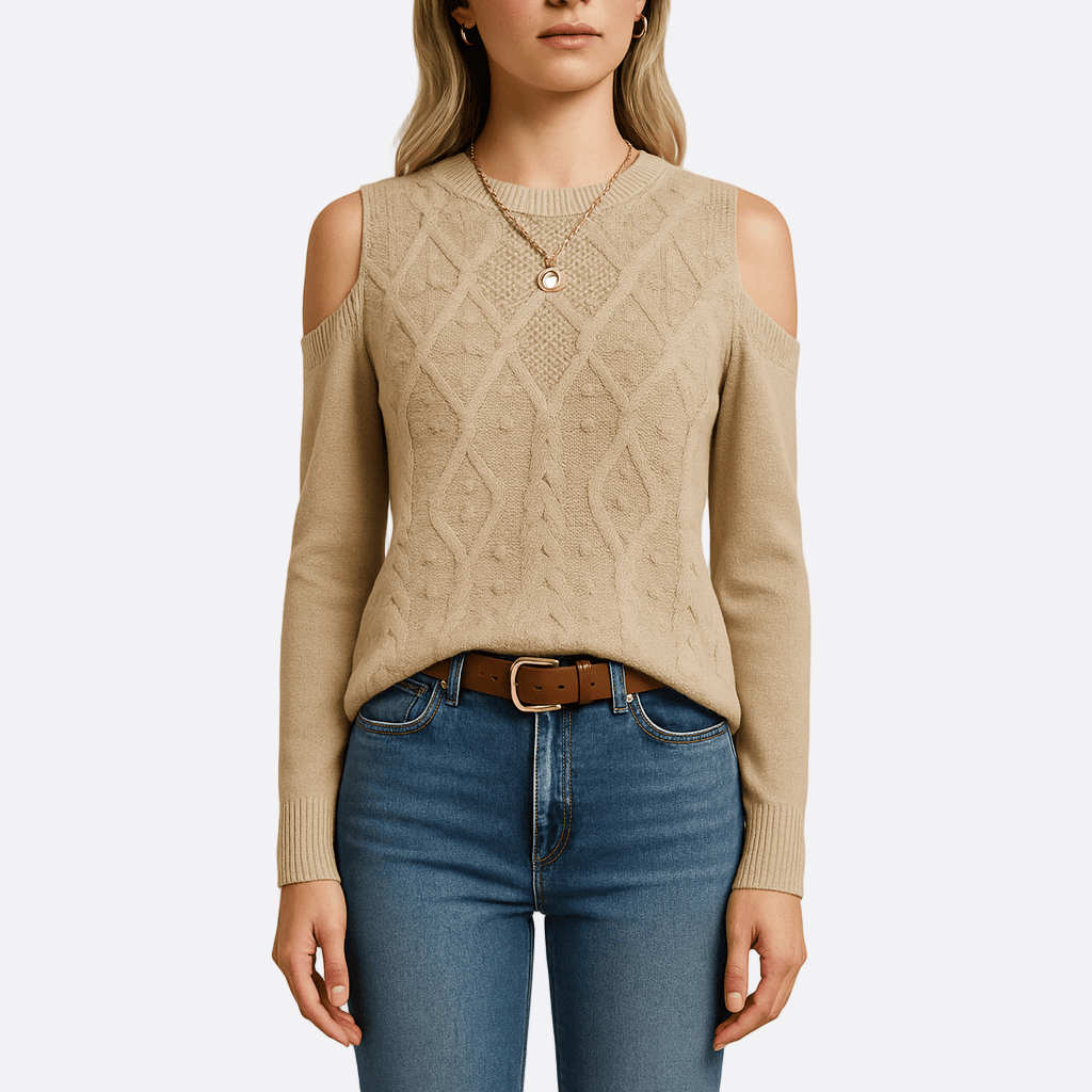 Damen - Strickpullover - Offenen Schultern - Wollmischung - Modischer Look für jede Gelegenheit