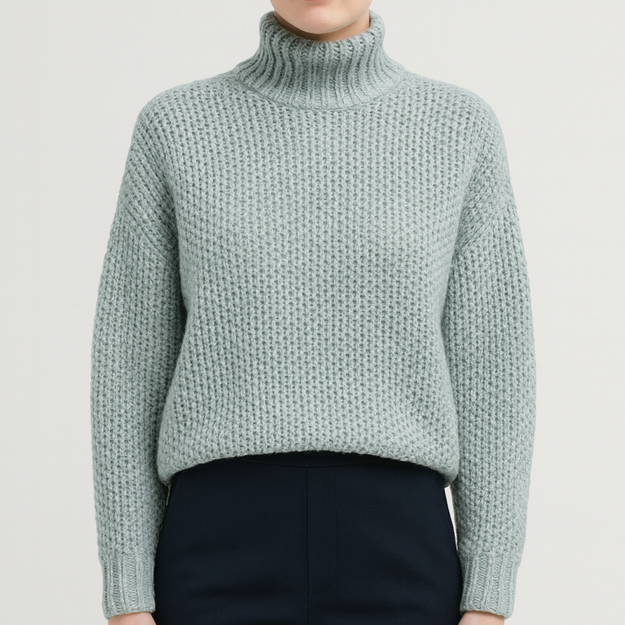 Damen - Strickpullover - Strickstoff - Warmer Rollkragenpullover - Bequemer Stil für kalte Tage