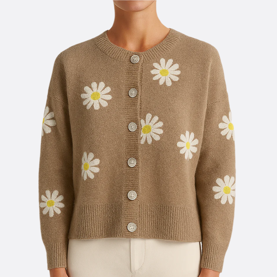 Damen - Strickpullover - Weiche Stoff - Floral Design mit langen Ärmeln - Bequem und Stylisch für jede Gelegenheit