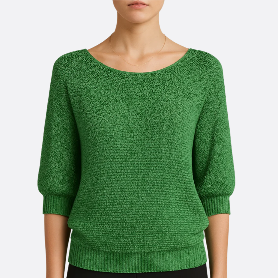 Damen - Strickpullover mit Rundhalsausschnitt - Atmungsaktivem Material - Dreiviertel-Ärmel - Pullover für jeden Anlass