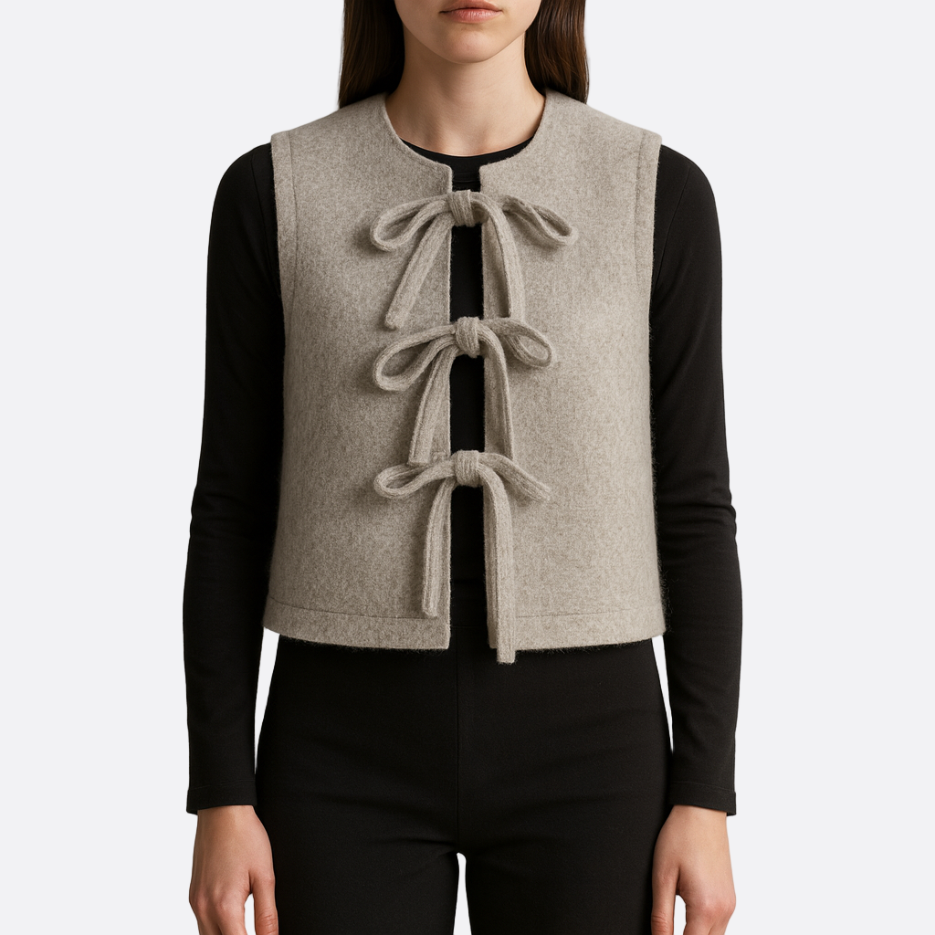 Damen - Strickweste - Krawatte vorne - Weich & Bequem - Modische Strickkleidung für jeden Anlass