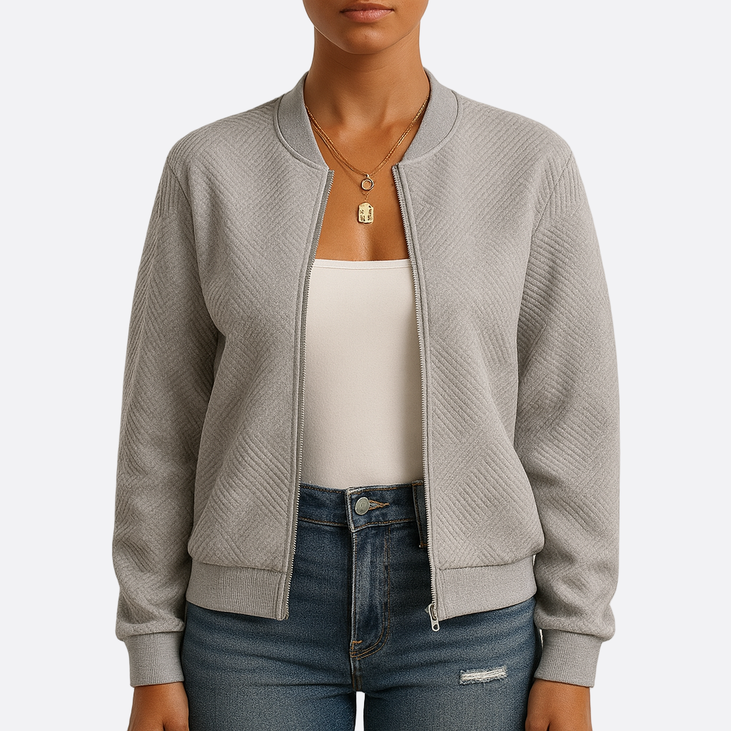 Damen - Strukturierte Bomberjacke - Lässiger Stil - Stylische Freizeitjacke für jeden Anlass