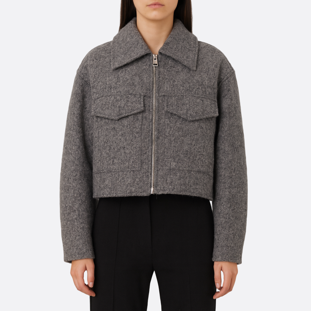 Damen - Strukturierte Kurzjacke - Wollmischung - Modischer Style für jeden Anlass