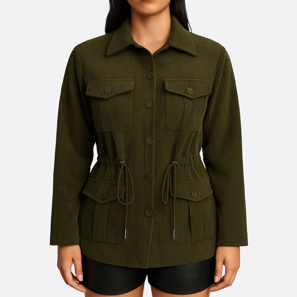 Damen - Stylische Cordjacke mit Taschen - Bequemes Material - Trendy Design - Perfekt für jeden Anlass