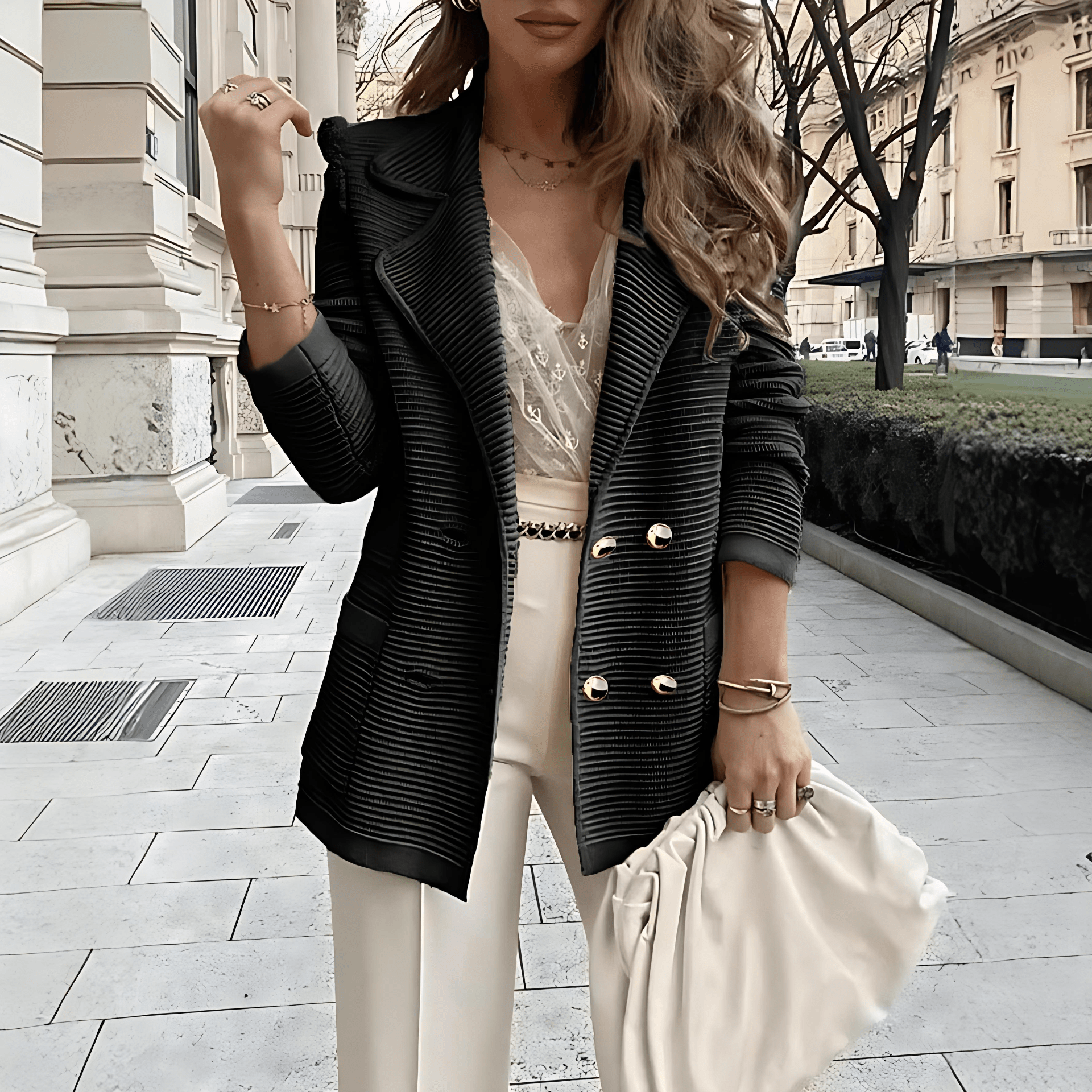 Damen - Stylischer Blazer - Klassische Knopfdetails - Eleganter Look für jeden Anlass