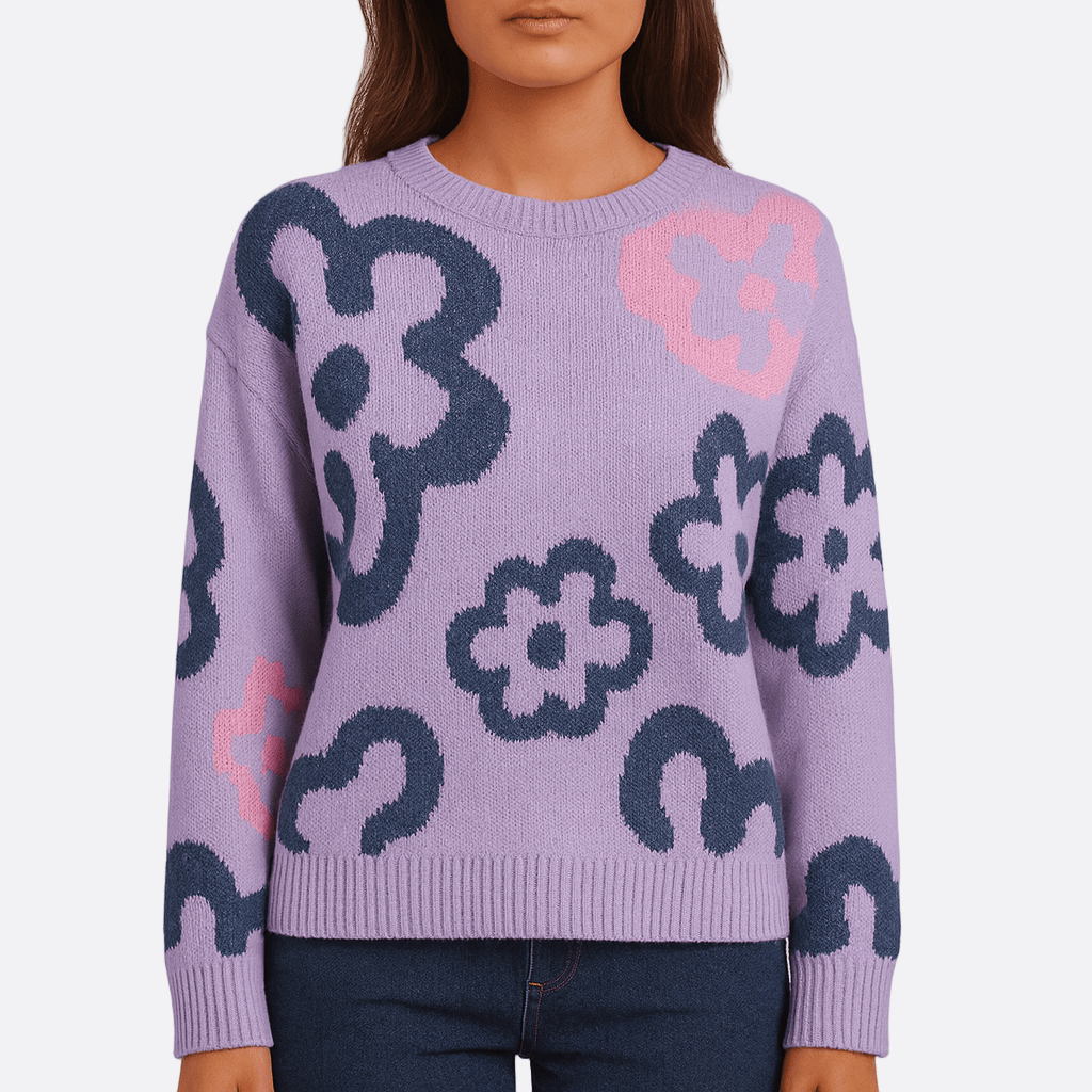 Damen - Sweatshirt - Baumwollmaterial - Florales Muster - Bequemes Design für jeden Tag