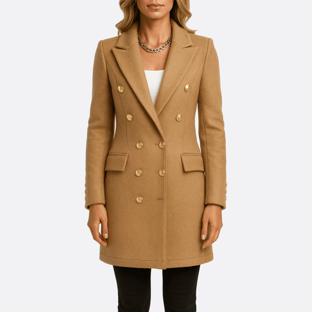 Damen - Taillierter Wintermantel - Strapazierfähigem Material - Zweireiher für stilvolle Wärme - Modischer Wintermantel