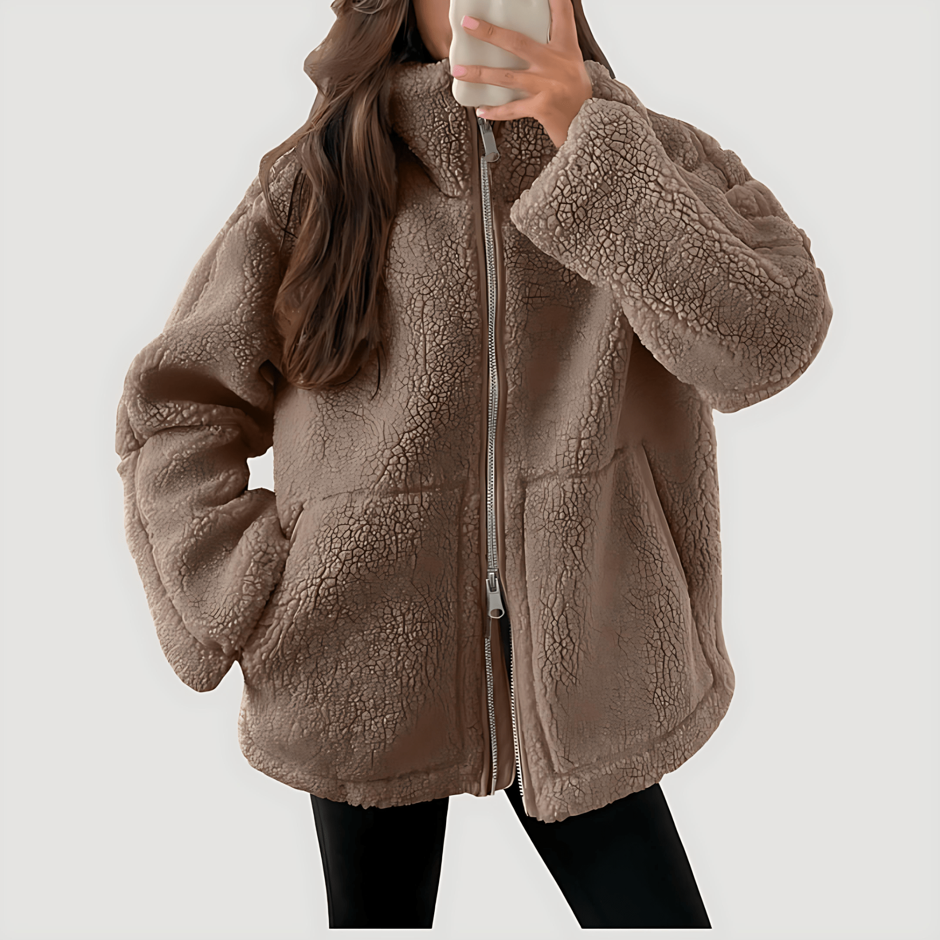 Damen - Teddy Zip Up Fleecejacke - Kuscheliger Winterstil - Perfekte Winterbekleidung für Gemütlichkeit