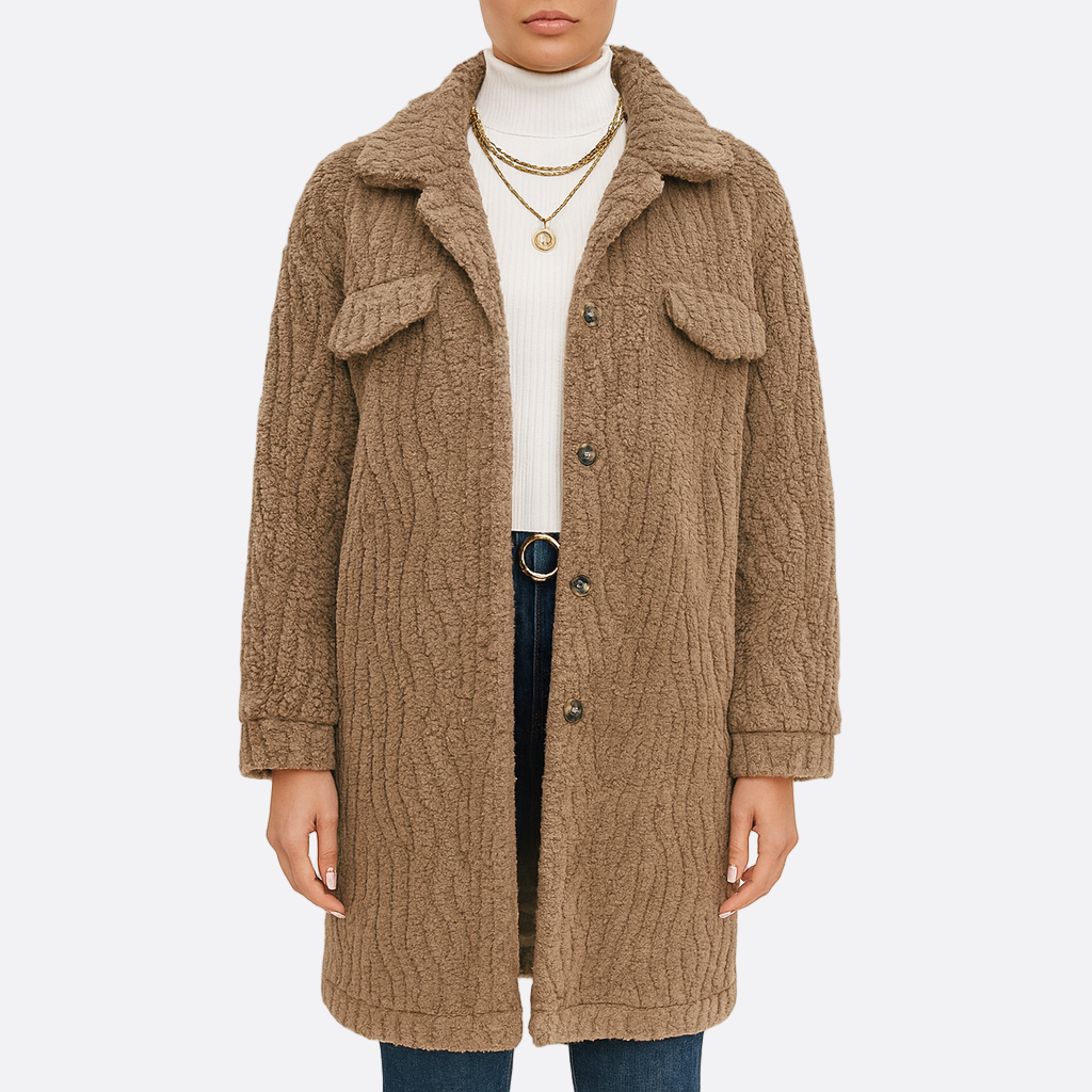 Damen - Übergroß Midi Mantel - Plüsch-Kunstfell - Modischer Winterbegleiter