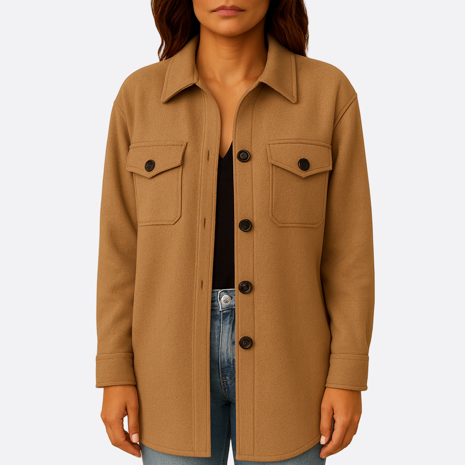 Damen - Übergroße Hemdjacke - Praktischen Taschen - Bequeme und stylishe Begleitung für jeden Anlass