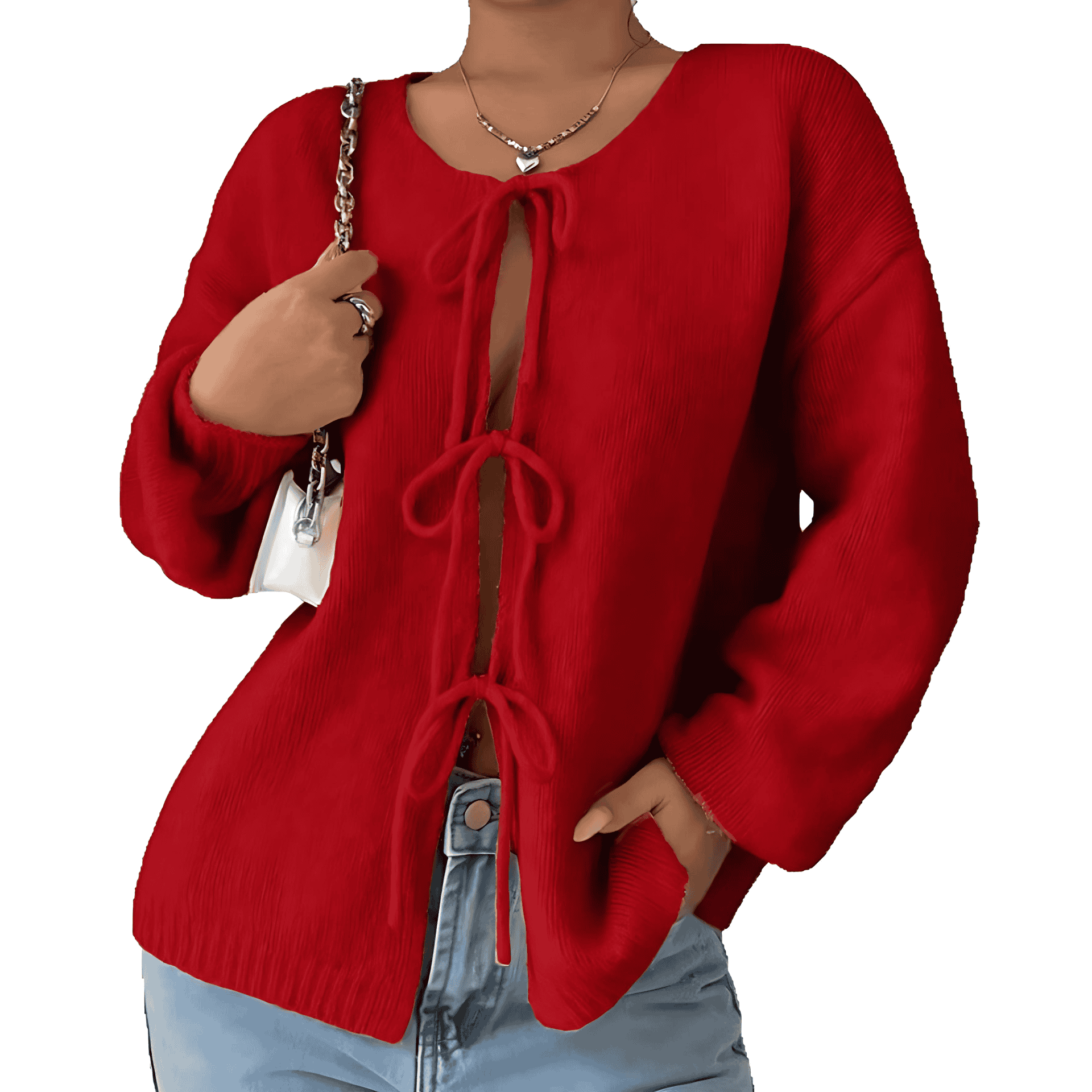 Damen - Übergroße Strickpullover - Schnürung - Bequem und Stilvoll - Perfekt für den Lagenlook