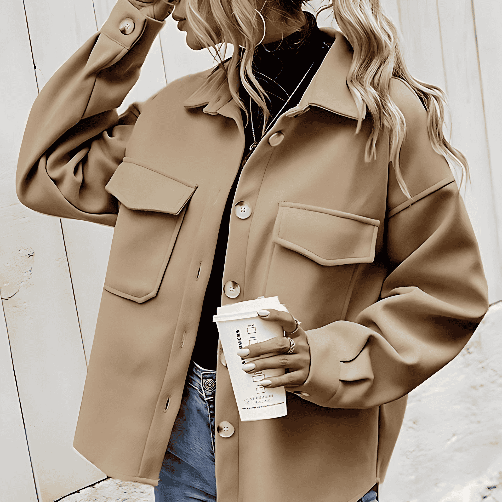 Damen - Übergroße jacke - Taschen und Knöpfen - Stilvolle und Bequeme Mode für Jeden Anlass