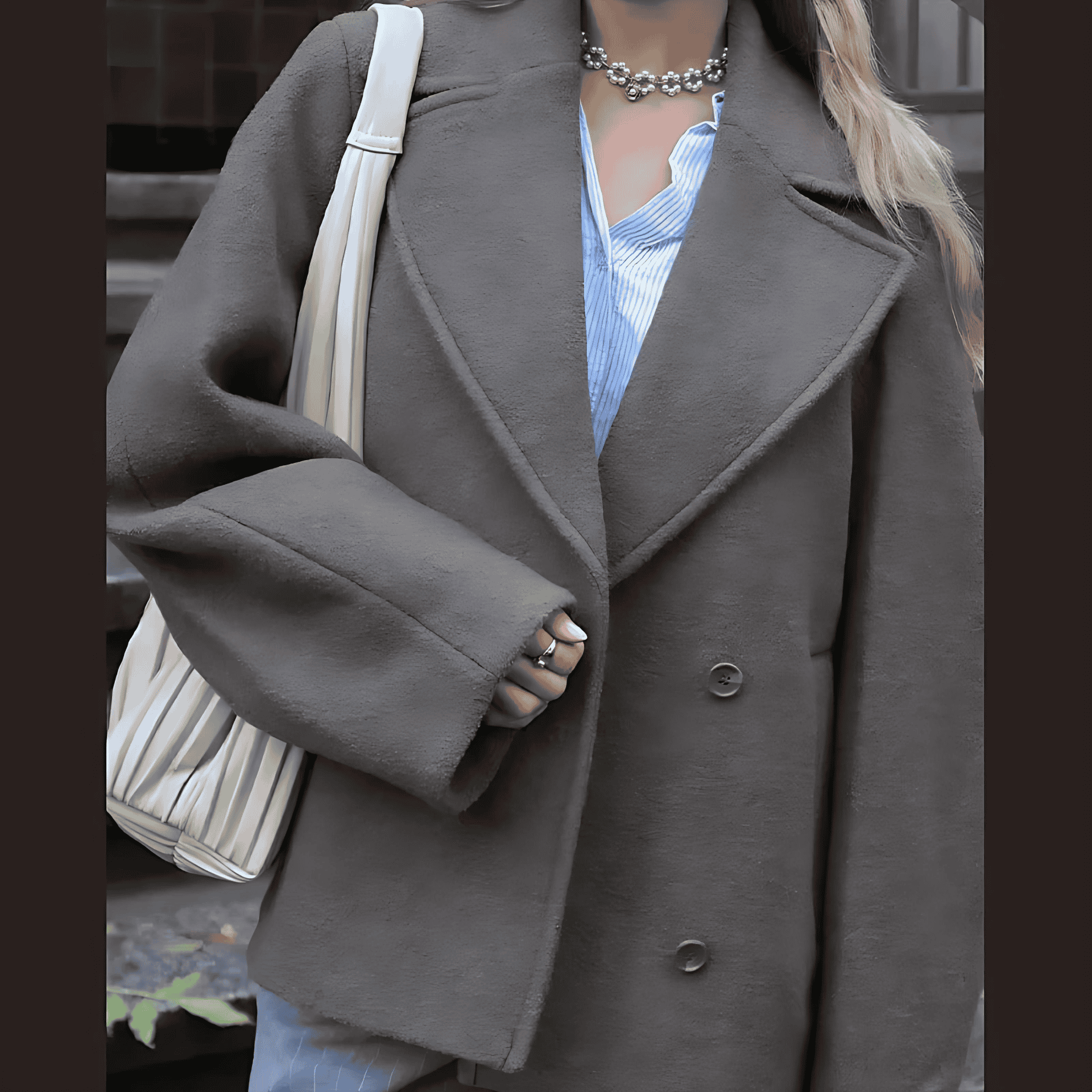 Damen - Übergrößen Wollmantel - Gemütlicher Stil - Elegante Übergangsjacke für kühle Tage