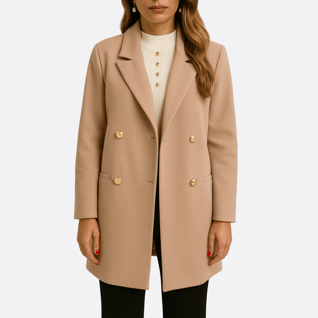 Damen - Übergroßer Blazermantel - Zweireihiger Stil - Eleganter Mode Begleiter für jeden Anlass
