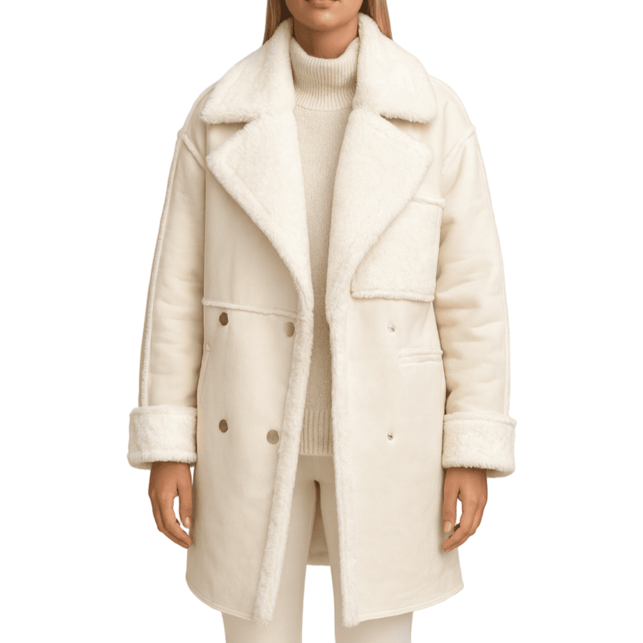 Damen - Übergroßer Mantel - Kunstfell - Knielang, Stilvoller Wintermantel für Eleganz und Komfort