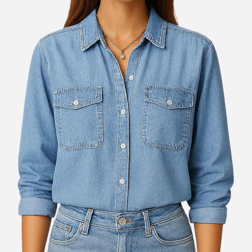 Damen - Übergroßes Hemd - Vintage Denim - Modischer Chic für jeden Tag