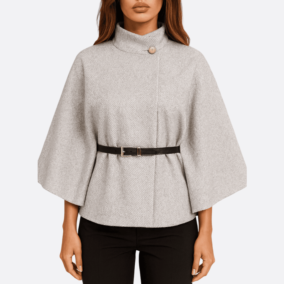 Damen - Umhang - Hohem Kragen - Wollmischung - Elegante für stilvolle Looks