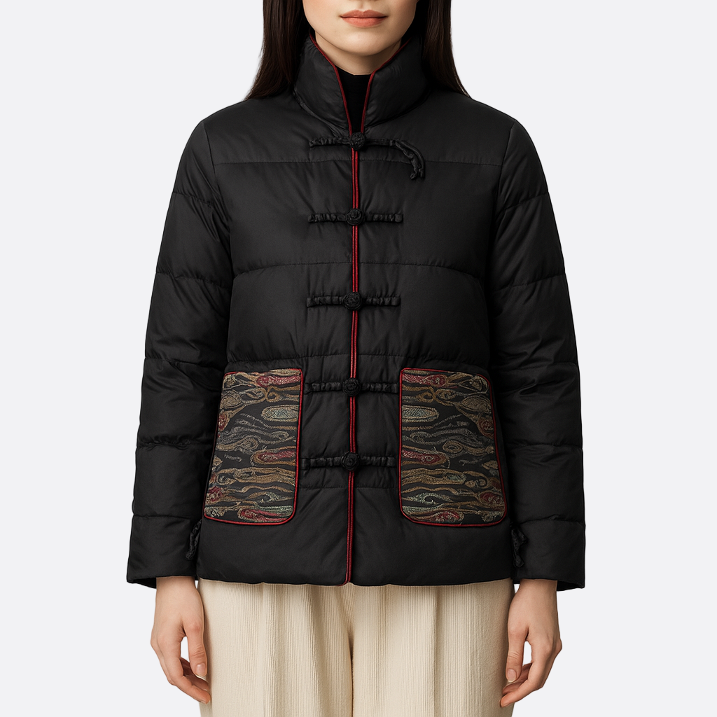 Damen - Wattierte Jacke mit Stehkragen - Bequemer Loose Fit - Ideal für kalte Tage