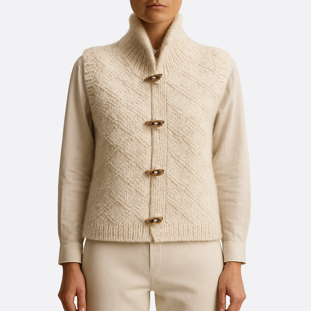 Damen - Weste - Stehkragen - Knebelverschluss - Stilvoller Winterlook