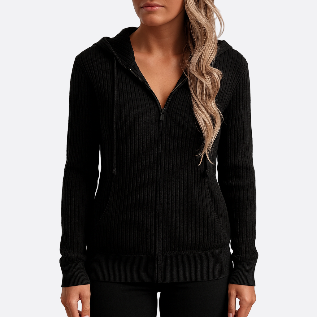 Damen - Winter-Kapuzenpullover mit Reißverschluss - Bequemer Stoff - Gemütlicher Stil für kalte Tage