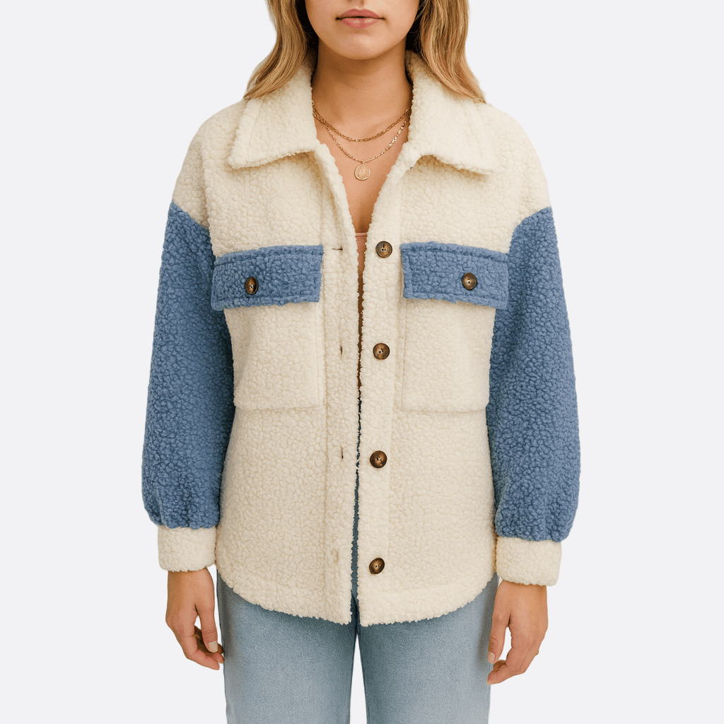 Damen - Winterjacke - Wollmischung - Farbblock - Stylische und warme Winterbekleidung