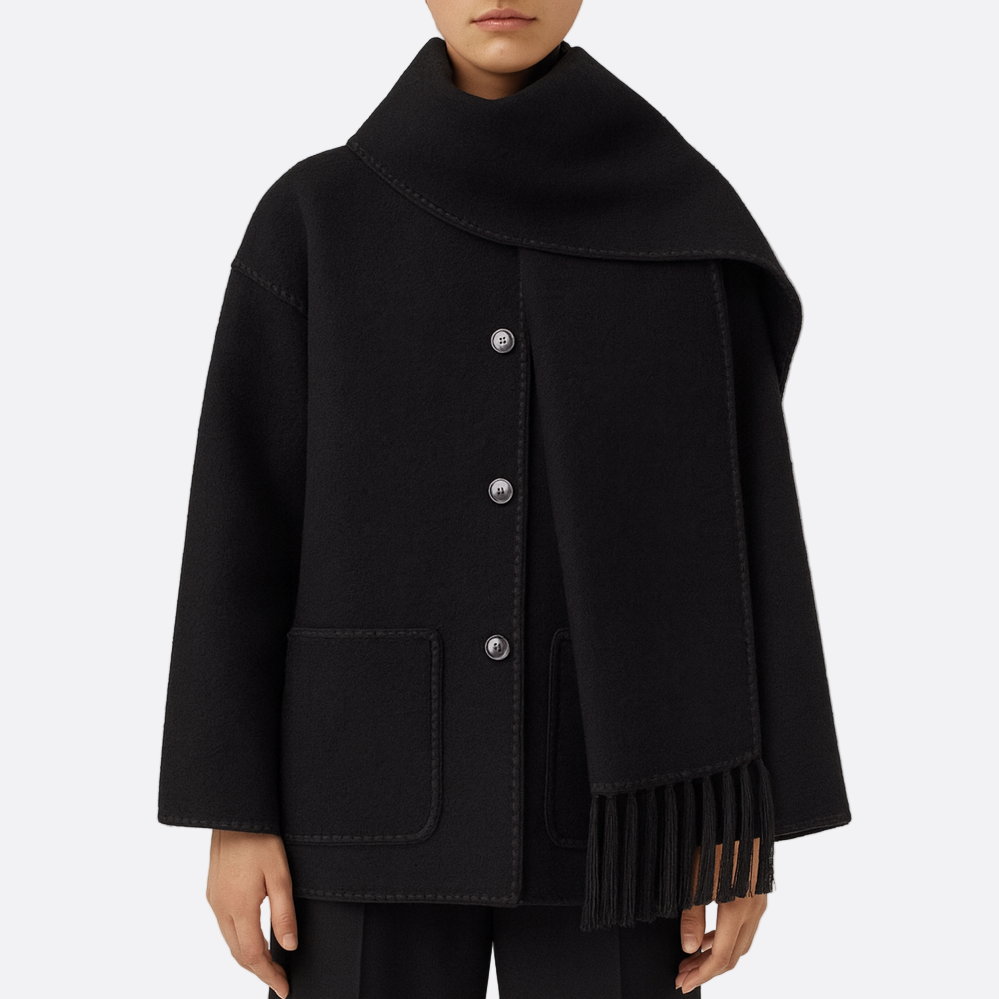 Damen - Wintermantel - Gemütliches Wickelkragen-Design - Lockere Passform - Wärme für kalte Tage