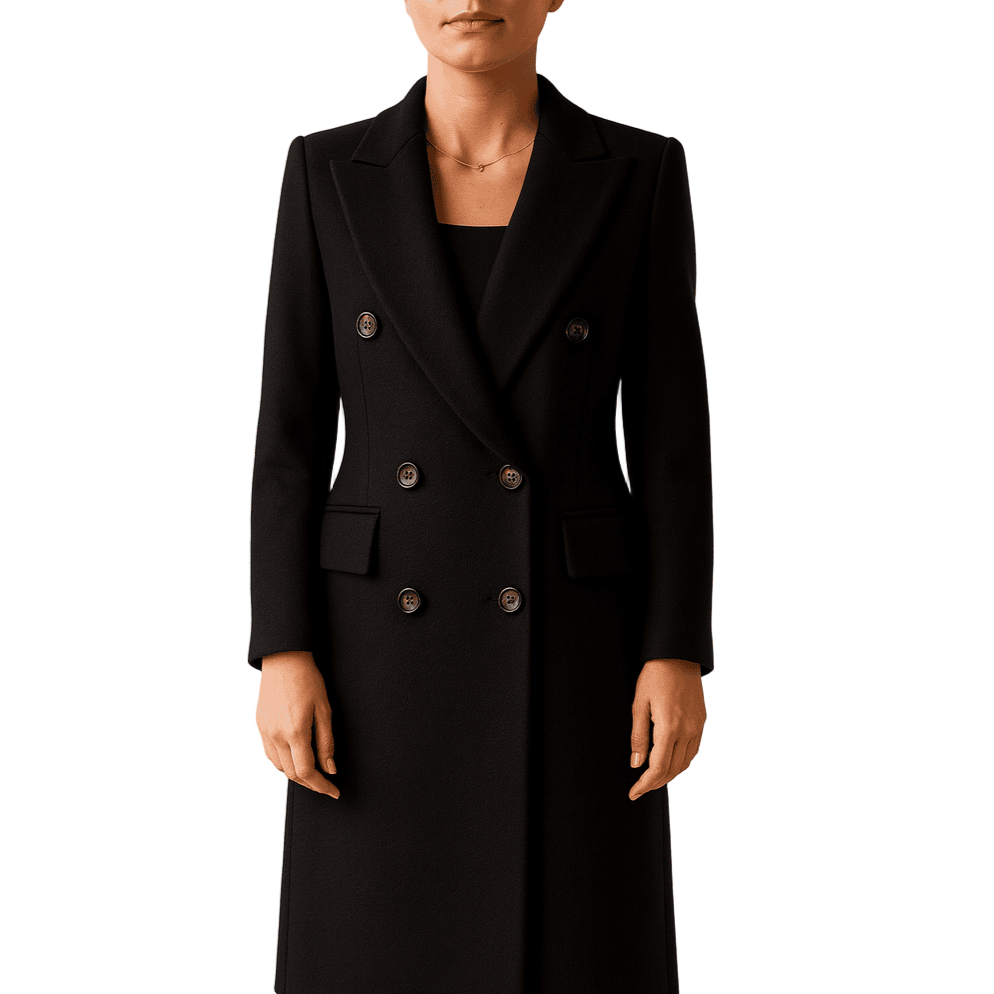 Damen - Wintermantel - Langer, zweireihiger Stil - Eleganter Warmhalter für kalte Tage