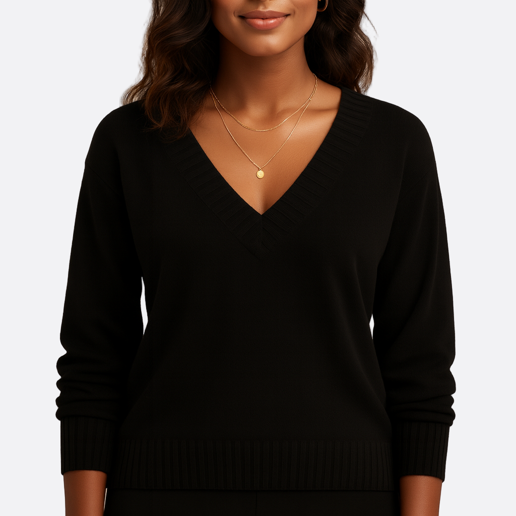 Damen - Women's - Pullover - V-Ausschnitt - Rippenbündchen - Bequemer für jede Gelegenheit