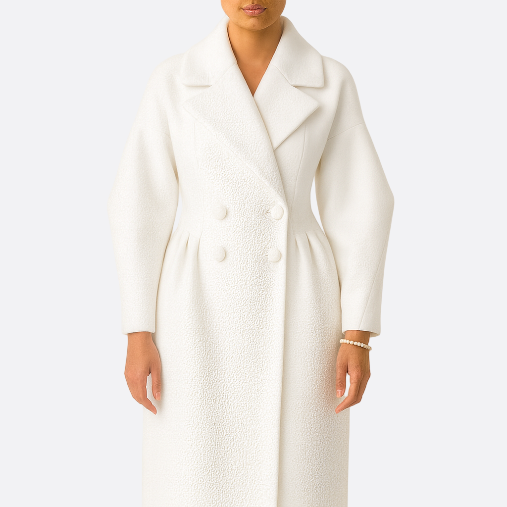 Damen - Zweireihiger Mantel - Breitem Kragen - Stilvoller Oberstoff - Eleganter Winterlook