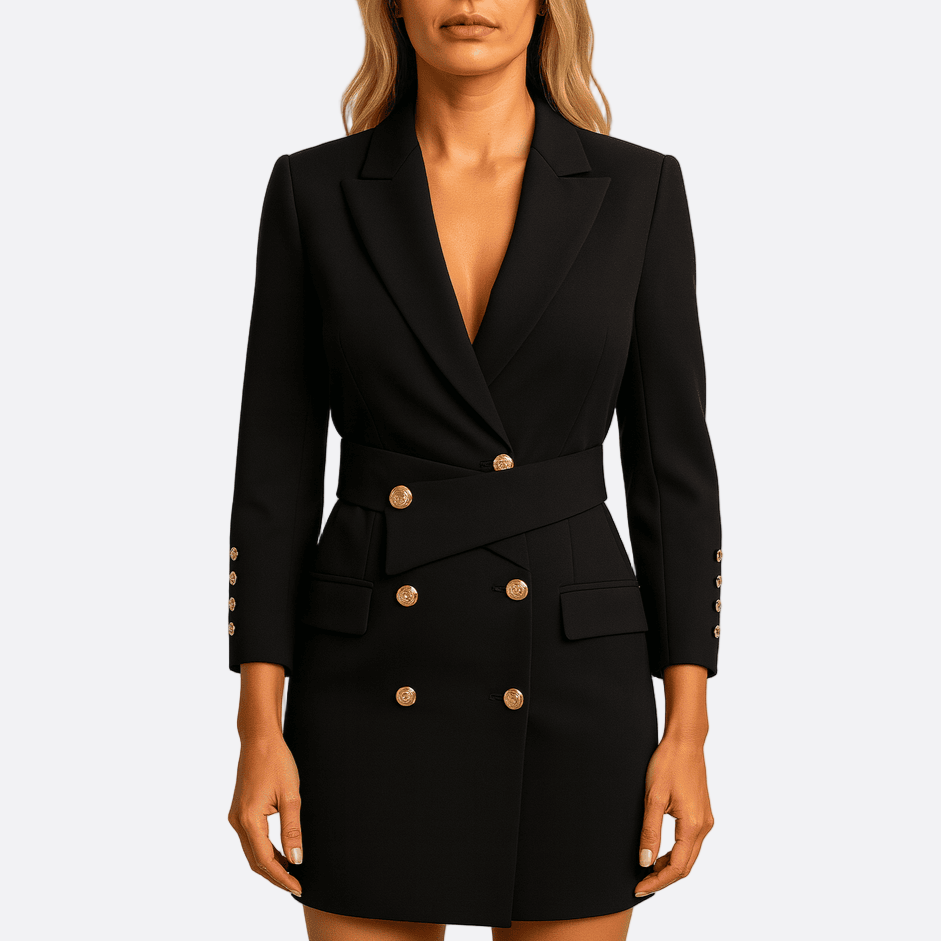 Damen - Zweireihiges Blazerkleid mit Gürtel - Stilvolles Design - Elegantes für jeden Anlass