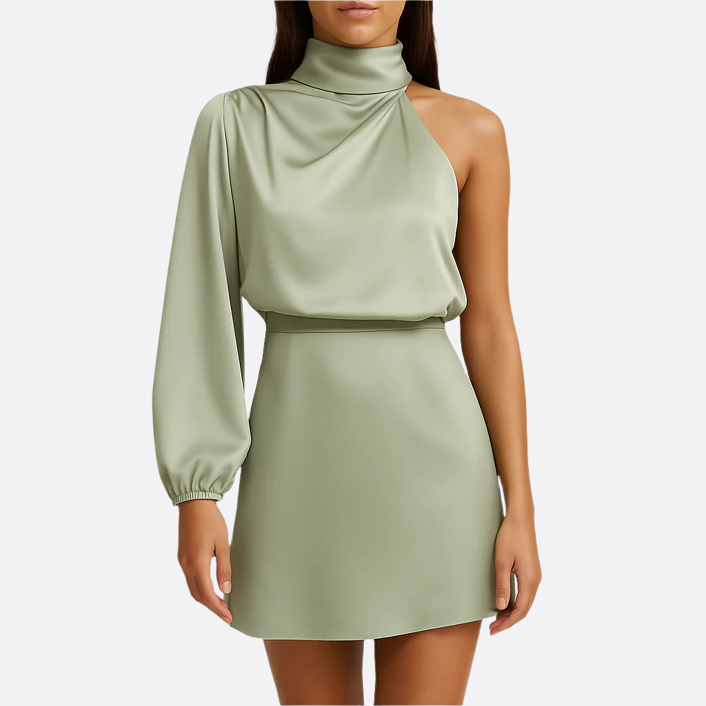 Damen - Abendkleid - Satin Mischung - Asymmetrisches Satin-Design - Elegante Abendgarderobe für besondere Anlässe