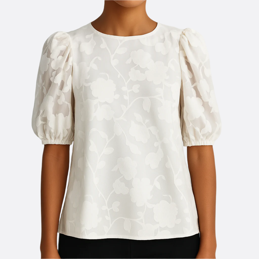 Damen - Bluse mit Puffärmeln - Chiffon - Elegante, leichte Bluse für stilvolle Anlässe