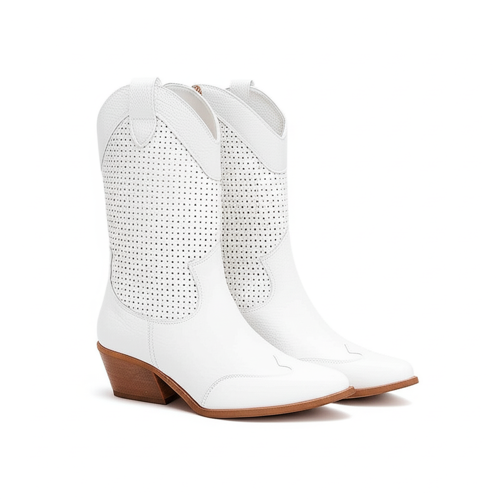 Damen - Cowboystiefel - Kunstleder - Atmungsaktives Design mit Reißverschluss - Bequeme Schuhe für jeden Anlass