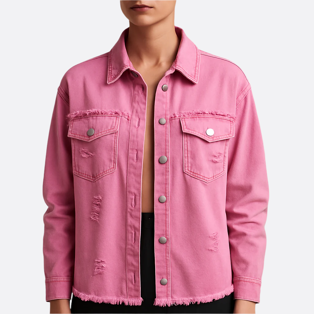 Damen - Denim Jacke - Atmungsaktivem Denim - Entspannte Passform, stilvolle künstlerische Kleidung - Trendy Style