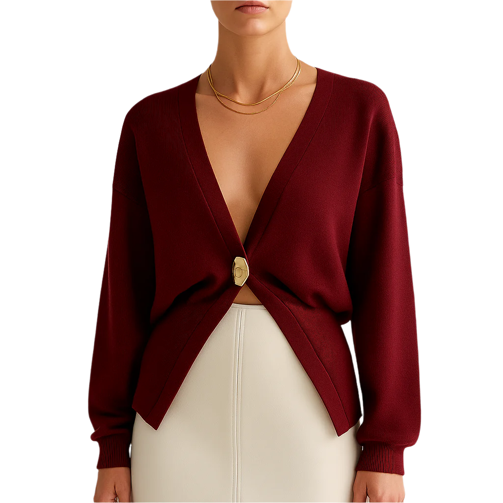 Damen - Elegante Strickjacke - Weicher Stoff - Knopfverschluss - Stilvolle Schichtung für jeden Anlass