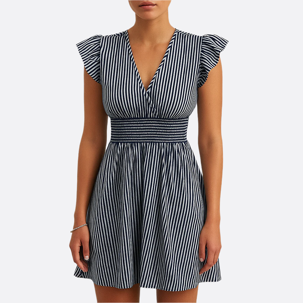 Damen - Gestreiftes Kleid - Bequemen Stoff - Trendiges Outfit für Freizeit Ausflüge - Stylisch & Vielseitig
