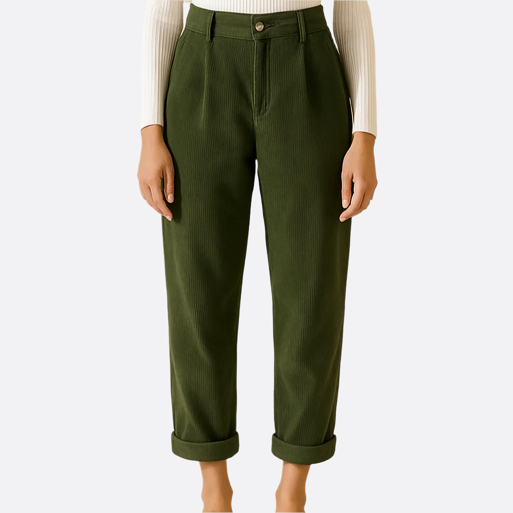 Damen - Hochtaillierte Hose - Cord - Bequem & Stylisch - Vielseitige Mode für jeden Anlass