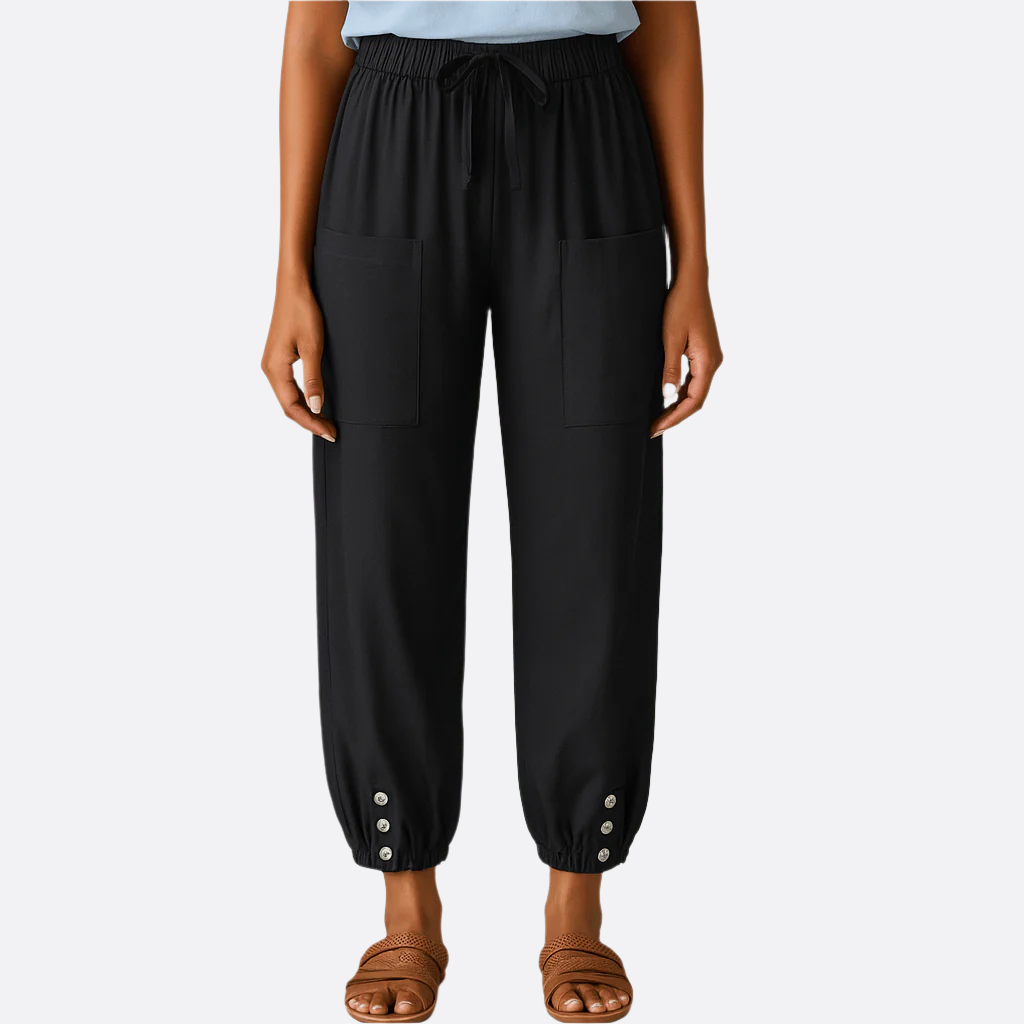 Damen - Leichte Sommerhose - Atmungsaktives Material - Elastische Bund - Ideal für warme Tage