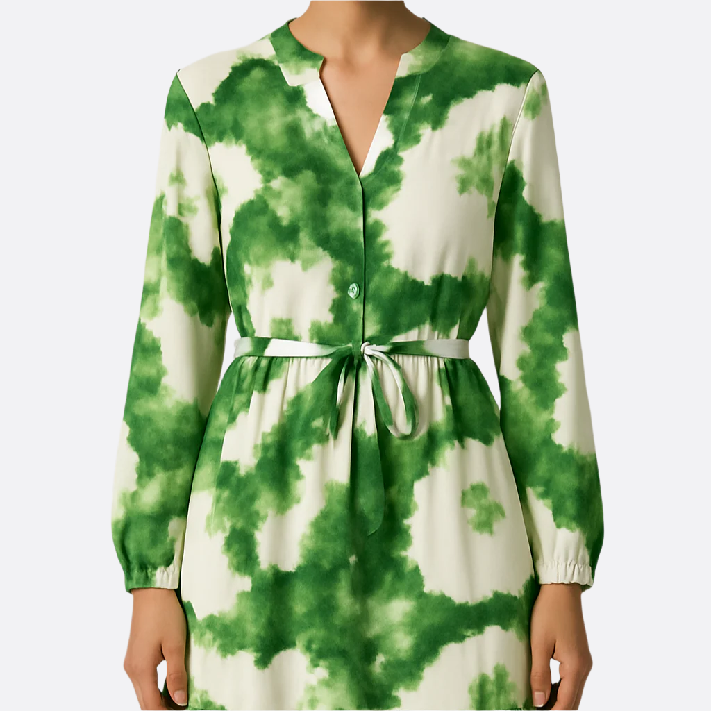 Damen - Maxikleid mit langen Ärmeln - Weicher Stoff - V-Ausschnitt - Eleganter, fließender Stil für jeden Anlass