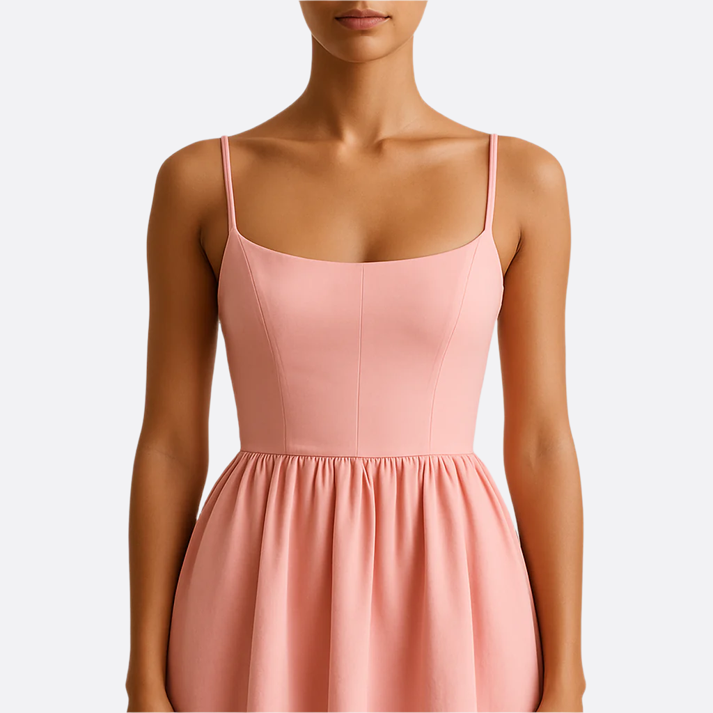 Damen - Spaghetti-Träger-Kleid - Hochwertige Stoff - Sommer-Stil - Ideal für jeden Anlass - Elegantes Freizeitkleid