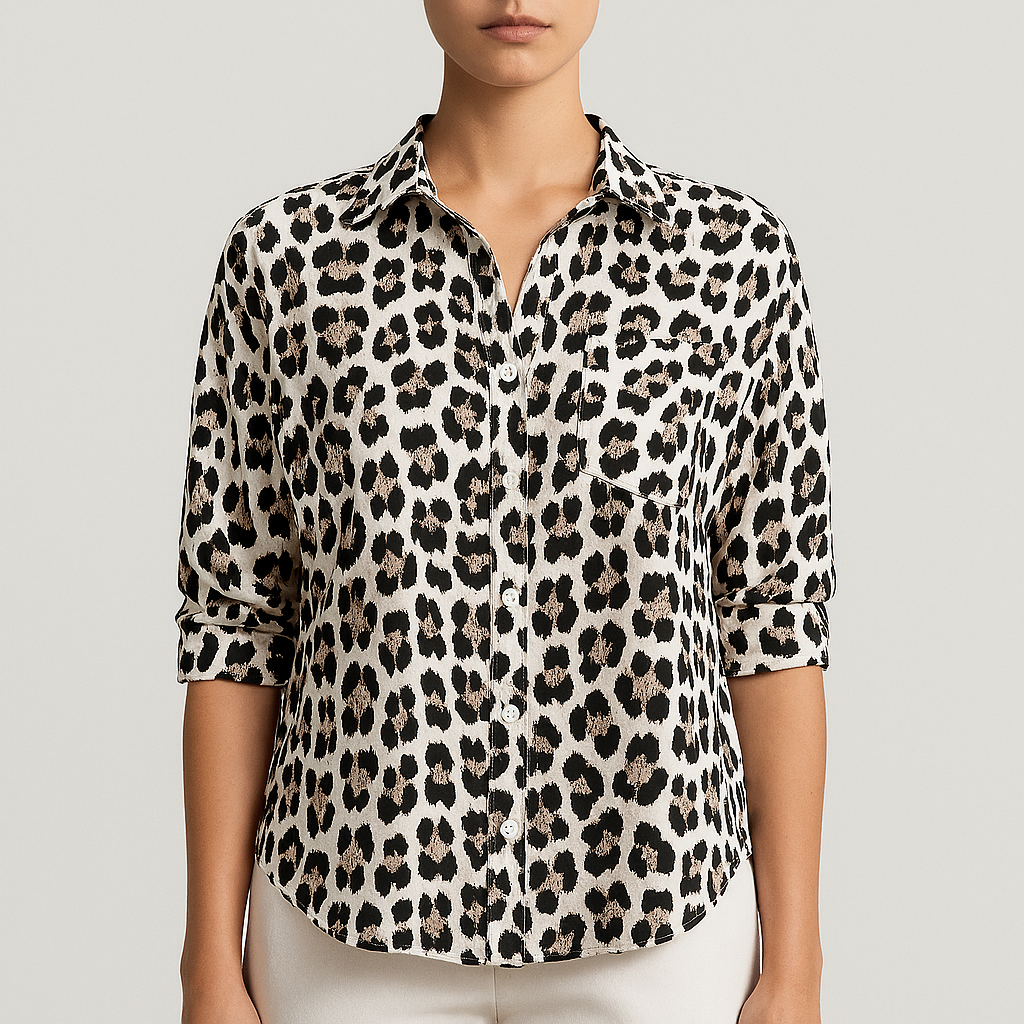 Damen - Stylische Bluse mit Leopardenmuster - Atmungsaktivem Stoff - Leicht & Trendy - Mode Top für jeden Anlass