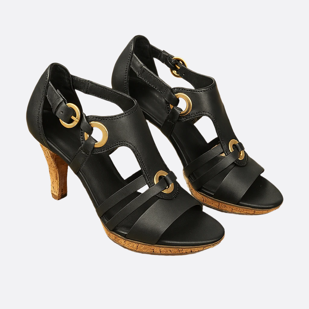 Damen - Stilvolle Komfort Absatzsandalen - Weiches Material - Elegante Schuhe für jeden Tag