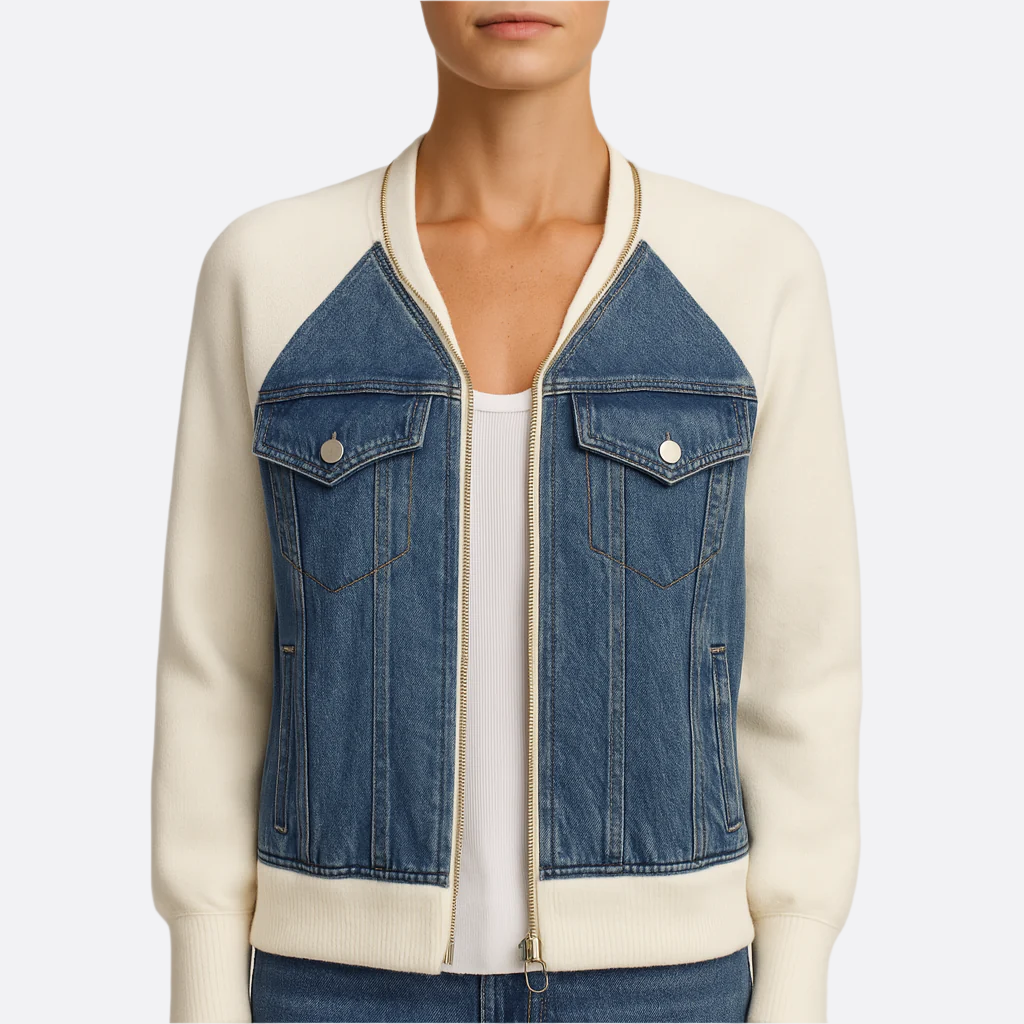 Damen - Trendige Denim-Jacke - Strapazierfähigem Denim - Klassischer Stil - Stilvolle Garderobe für Jede Gelegenheit