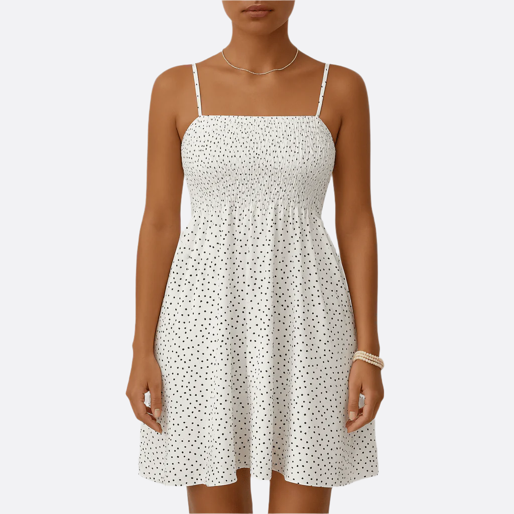 Damen - Gesmoktes Cami-Kleid - Polyester - Quadratischem Ausschnitt - Bequem und stilvoll für jeden Anlass
