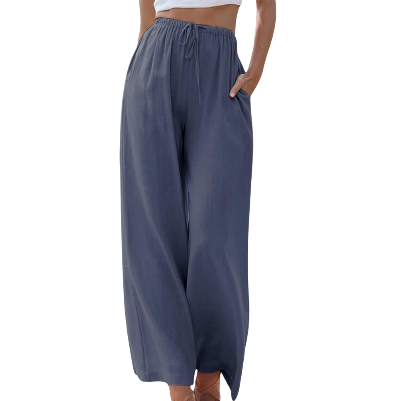 Damen - Elegante Hose - Baumwoll-Leinen-Mischung - Seitentaschen - Stilvoller Komfort für jeden Anlass