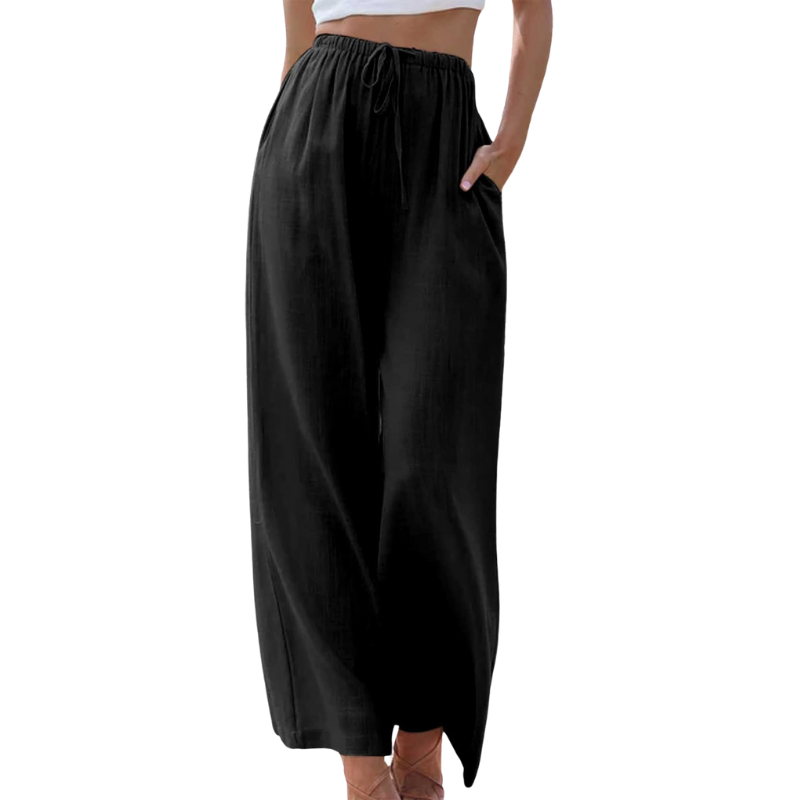 Damen - Elegante Hose - Baumwoll-Leinen-Mischung - Seitentaschen - Stilvoller Komfort für jeden Anlass