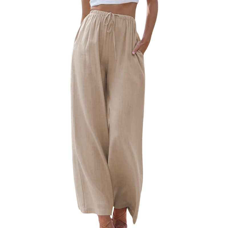 Damen - Elegante Hose - Baumwoll-Leinen-Mischung - Seitentaschen - Stilvoller Komfort für jeden Anlass