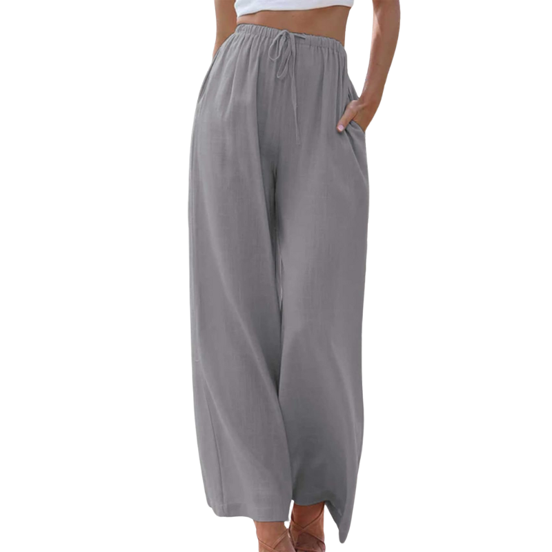Damen - Elegante Hose - Baumwoll-Leinen-Mischung - Seitentaschen - Stilvoller Komfort für jeden Anlass