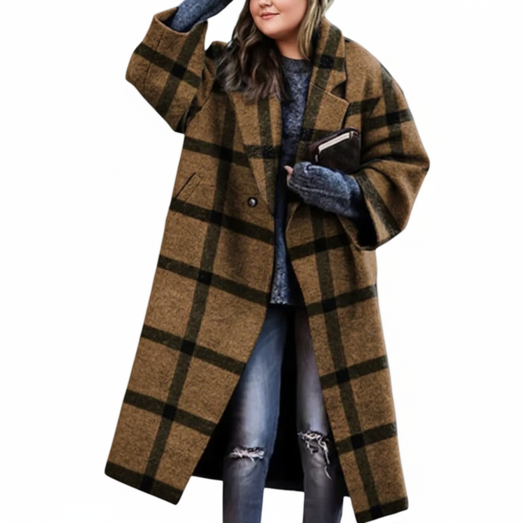 Damen - Langer Mantel - Wollmischung - Stilvoller Wintermantel für Komfort und Eleganz